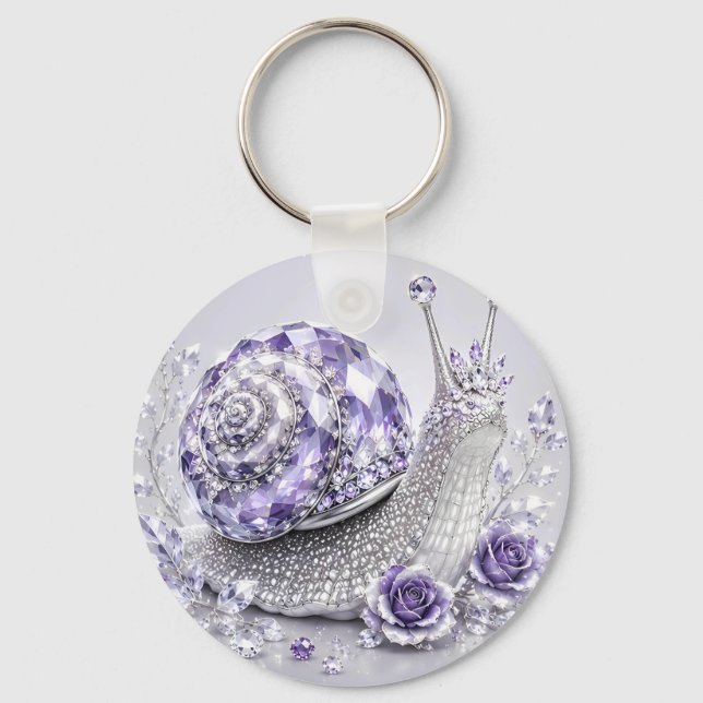 Chaveiro Caracol de Cristal Roxo Prata (Frente)