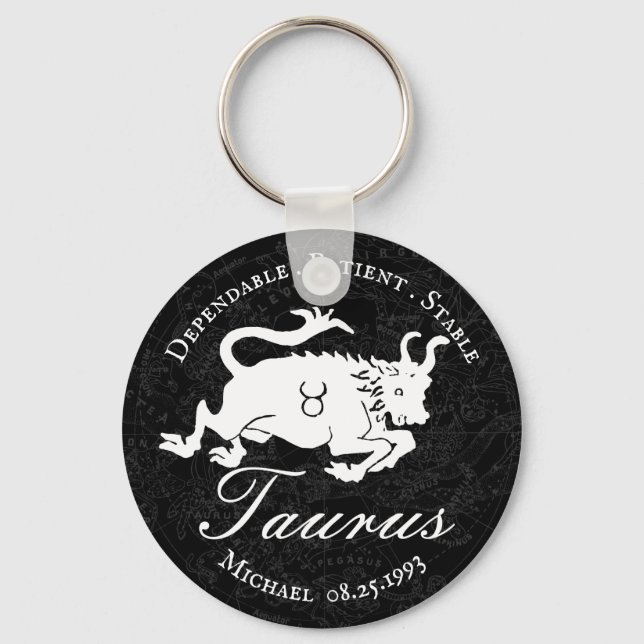 Chaveiro Caractere Astrologico Taurus Zodiac Personalizado  (Frente)
