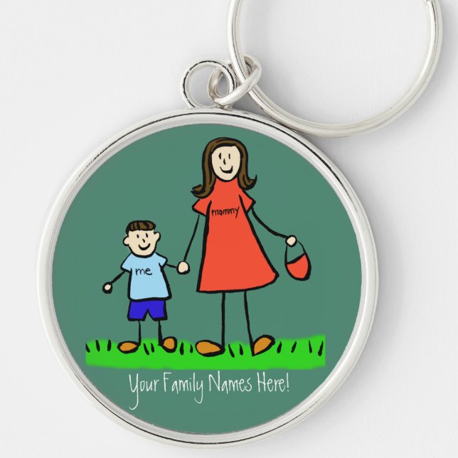 Chaveiro Caracteres da Família Personalizada Mãe e Filho Ch (Frente)