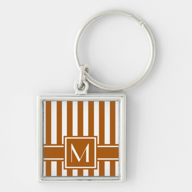 Chaveiro Caramel Modern Stripe com Monograma (Frente)