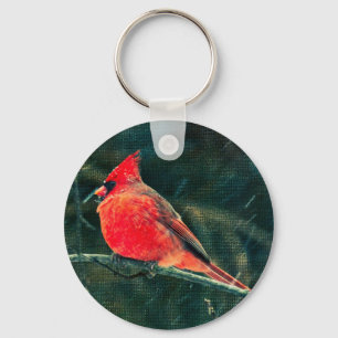 Chaveiro Cardeal de inverno em Snowstorm - Aprimorado