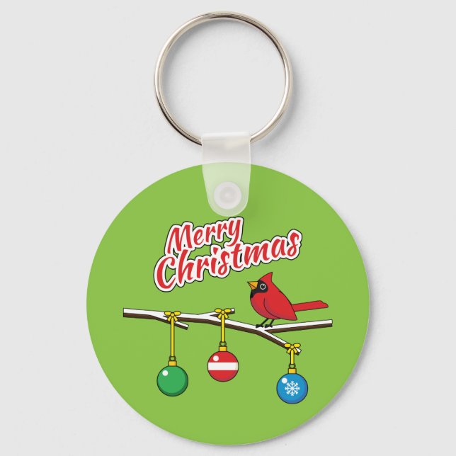 Chaveiro Cardeal Vermelho no Ramal da Bare de Natal - Feliz (Frente)