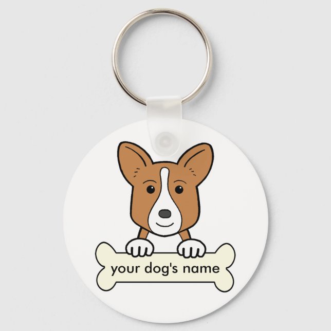 Chaveiro Cardigan Welsh Corgi Personalizado (Frente)