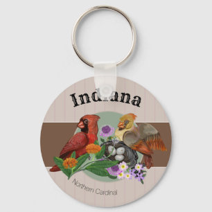 Chaveiro Cardinais de Norte de Indiana com Plantas Nativas