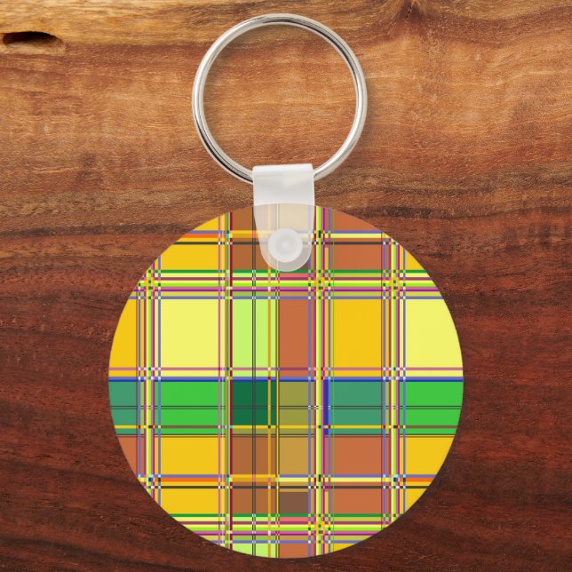 Chaveiro Caribbean Colorful Fabric Madras Tartan (Frente)