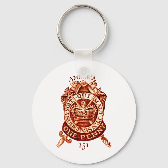Chaveiro Carimbo de Imposto Americano 1765 (Frente)