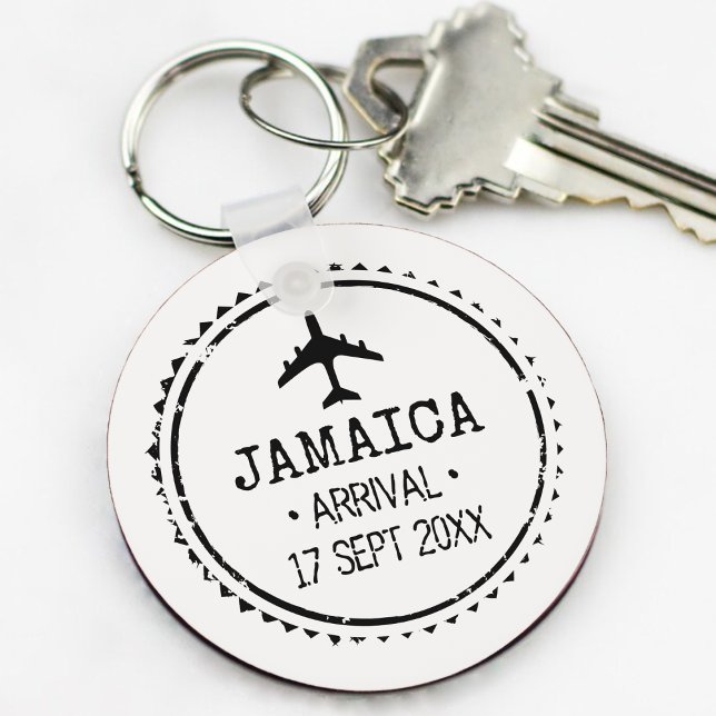 Chaveiro Carimbo de Passaporte Favor de Casamento no Destin (Passport Stamp Jamaica Destination Wedding Favor Keychain
)