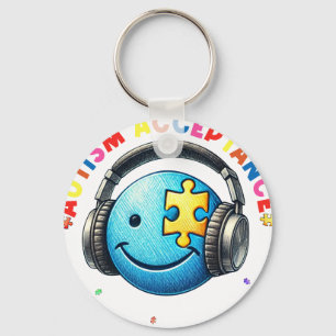 Chaveiro carinha sorridente de aceitação do autismo 