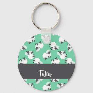 Chaveiro Carneiros bonitos com padrão verde