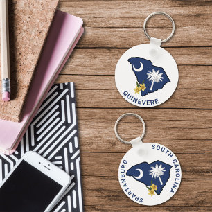 Chaveiro Carolina do Sul Sinalizador e Flor Amarelo Jessami