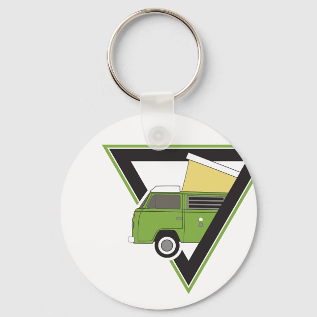 Chaveiro carrinha de campista verde clássico triangular (Frente)