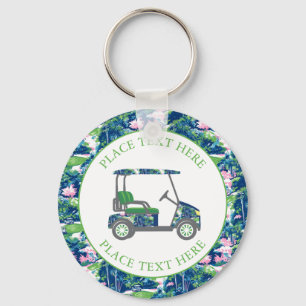 Chaveiro Carrinho de Golfe Estampa Preppy