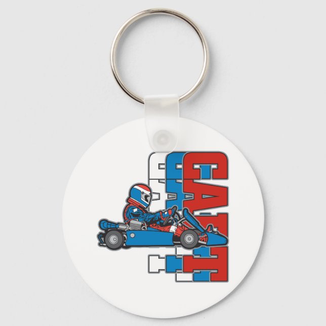 Chaveiro Carrinho Vermelho, Azul Branco (Frente)