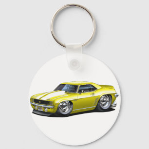 Chaveiro Carro 1969 Amarelo-Branco de Camaro