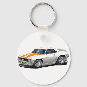 Chaveiro Carro 1969 Branco-Alaranjado de Camaro SS