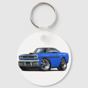 Chaveiro Carro 1970 superior Azul-Preto de Plymouth GTX