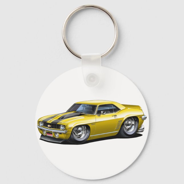 Chaveiro Carro Amarelo-Preto Camaro SS 1969 (Frente)