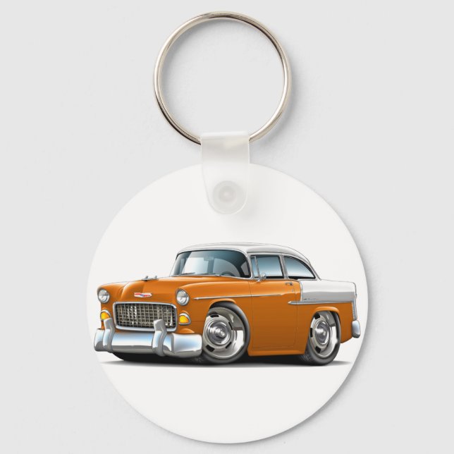 Chaveiro Carro Branco-Laranja-Chevy Belair 1955 (Frente)