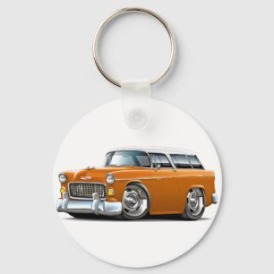 Chaveiro Carro Branco-Laranja-Chevy Nomad 1955