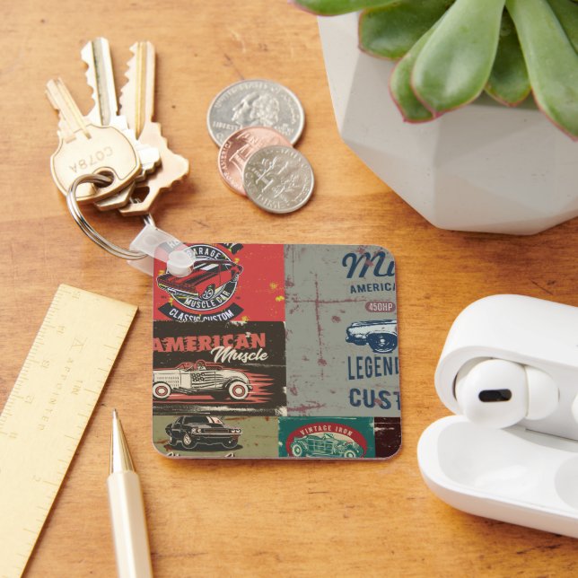 Chaveiro Carro Clássico de Grunge Retroativo (Mesa)