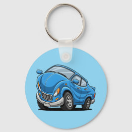 Chaveiro Carro de Desenho Animado Azul Deformado Automático