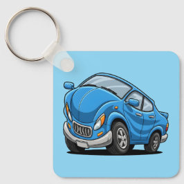 Chaveiro Carro de Desenho Animado Azul Deformado Automático
