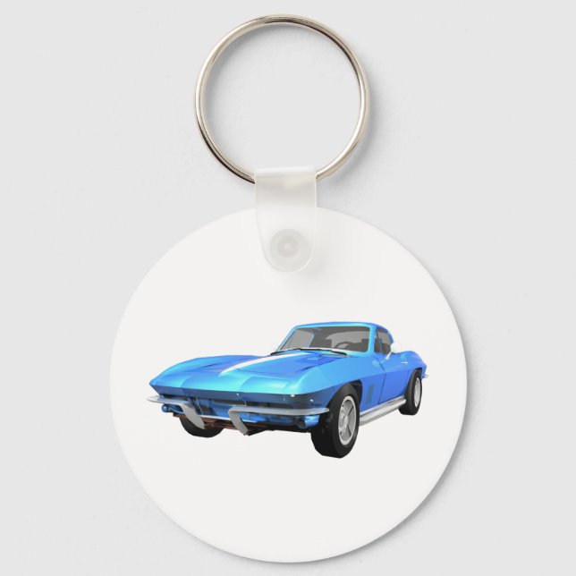 Chaveiro Carro Esportivo Corvette 1967: Término Azul: (Frente)