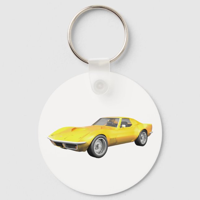 Chaveiro Carro Esportivo Corvette 1970: Fim Amarelo (Frente)