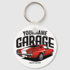 Chaveiro Carro Muscular Personalizado, 1967, Garagem Vermel