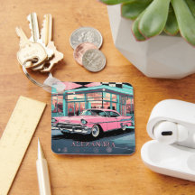Carro Rosa Lanchonete dos Anos 1950 Retro Personal