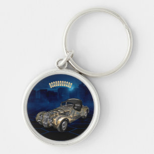 Chaveiro Carro Sparkling azul dourado retro do vintage