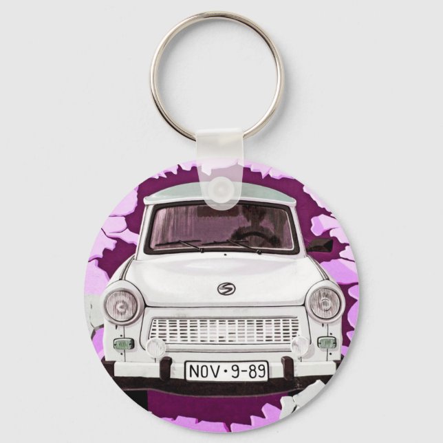 Chaveiro Carro Trabant e Muro de Berlim Rosa/Lilac (Frente)