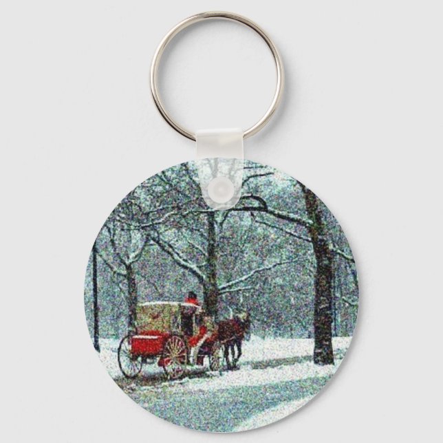 Chaveiro Carruagem Snowy Central Park (Frente)