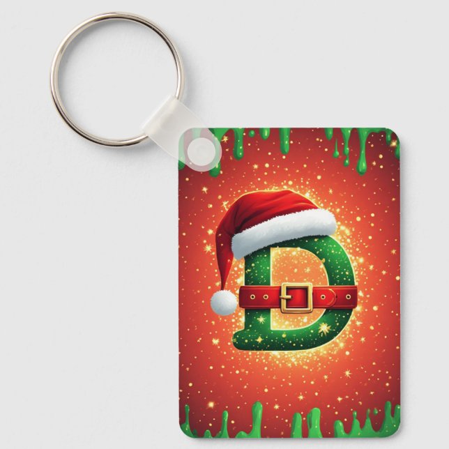 Chaveiro Carta de Natal D Com Detalhes de Natal em Verde 🎄 (Frente)