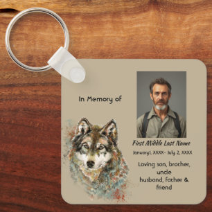Chaveiro Cartão de Memória Memorial Lobo Animais Aquarela