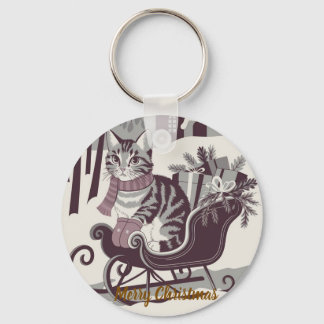 Chaveiro cartão de natal de gato