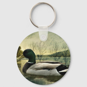 Chaveiro Cartão-postal de Vintage Mallard Duck Weathered