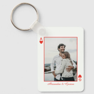 Chaveiro cartas de baralho foto coração amor ás simples