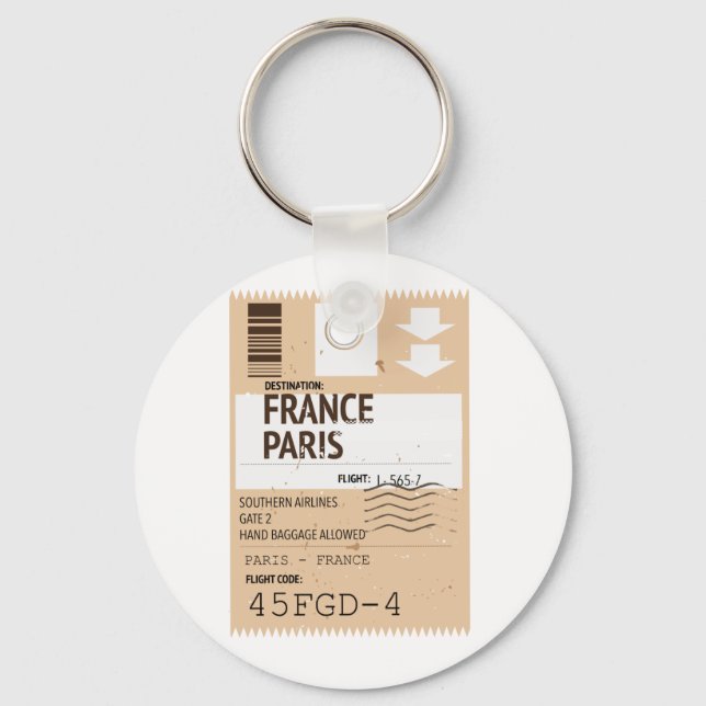 Chaveiro Cartaz de passagem aérea para Paris França (Frente)