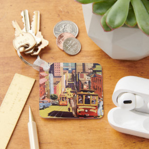 Chaveiro Cartaz de Viagem Antigo Carros de Cabo de São Fran