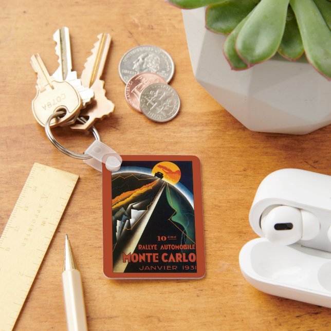 Chaveiro Cartaz de Viagem Antigo para o Rali de Automóveis  (Mesa)