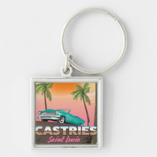 Chaveiro Cartaz de viagem exótico tropical Castries Santa L