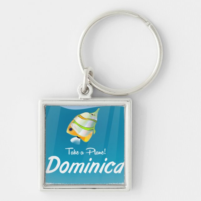 Chaveiro Cartaz de viagem retrô de Dominica. (Frente)