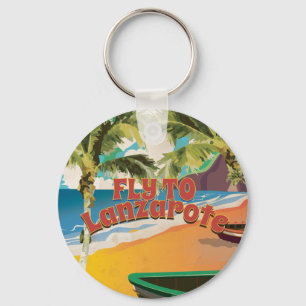 Chaveiro Cartaz de Viagem Vintage Voar para Lanzarote