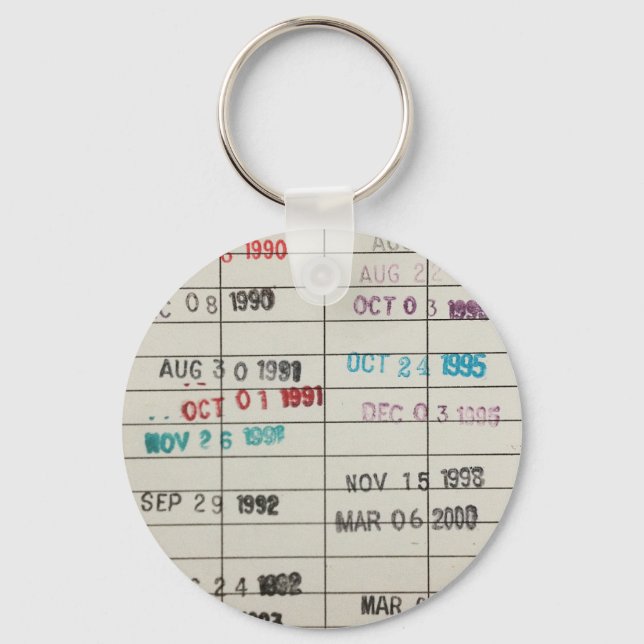 Chaveiro Cartões de Data de Vintage Library (Frente)