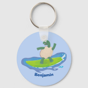 Chaveiro Cartografia de surf de tartaruga engraçada