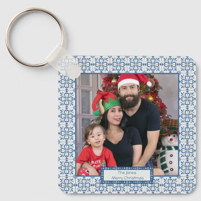 Chaveiro Cartolina de Natal e pétalas de flores (Frente)