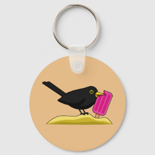 Chaveiro Cartoon Blackbird Comendo Um Sorvete