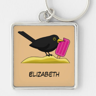 Chaveiro Cartoon Blackbird Eating Sorvete   Adicione seu no