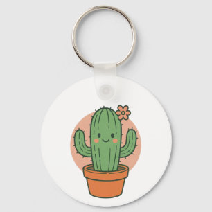 Chaveiro Cartoon de Cactus Cujo PNG Kawaii Plant Clipart